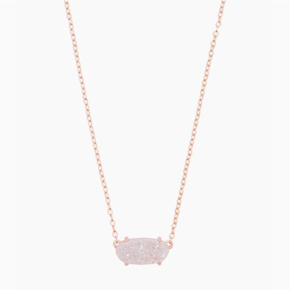 NWT Kendra Scott 14k Ever Rose Gold Drusy Necklace